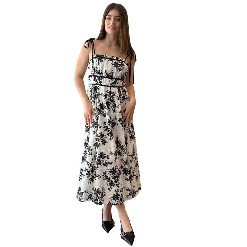 White Vestido crochet midi