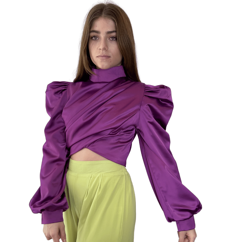 Coral Blusa Satin Cuello