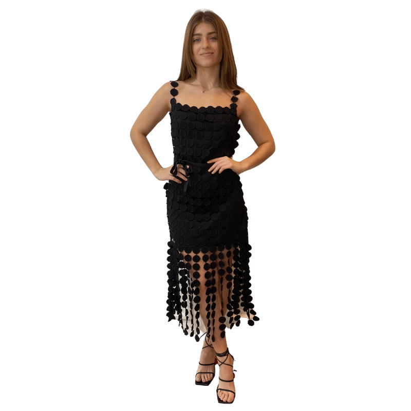 Lila Vestido midi circulos tiras