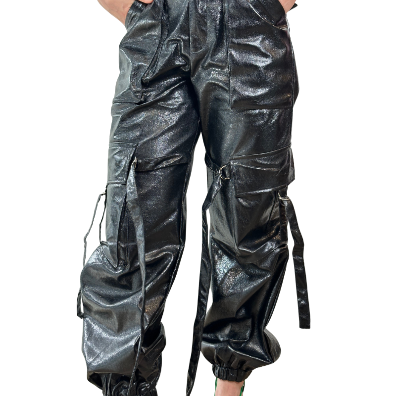 Bling pantalon cargo metalico