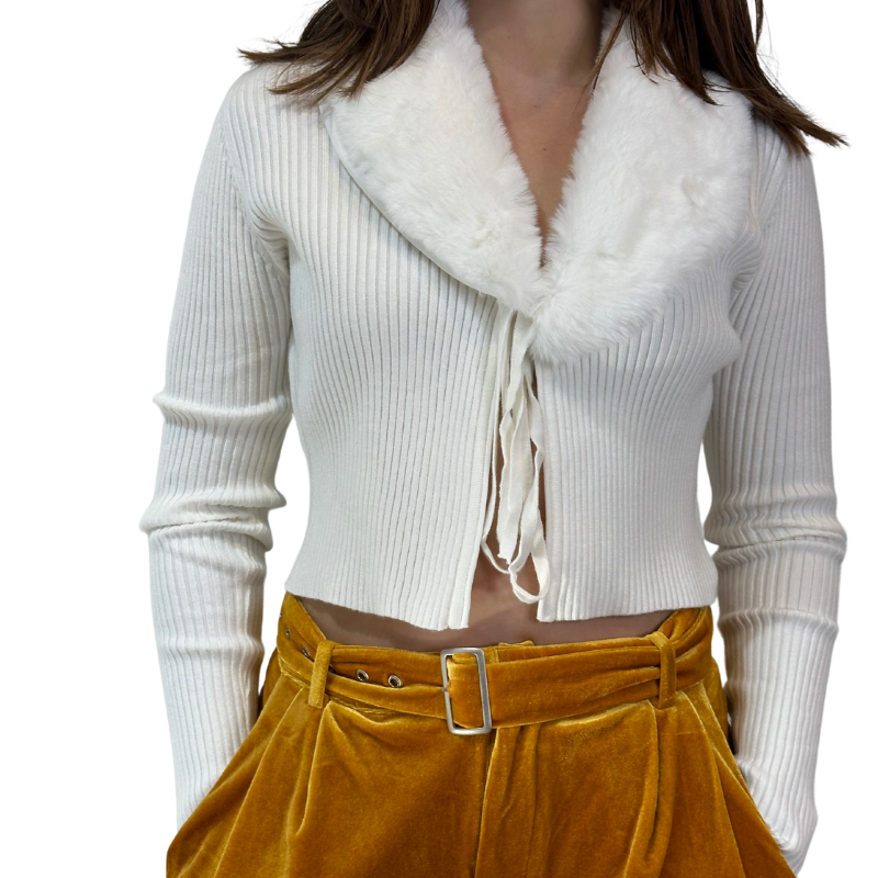 Nora Crop cardigan peluche